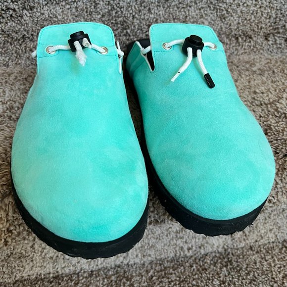 BUSCEMI Men\'s Suede Turquoise Drawstrings Clogs. main image 4